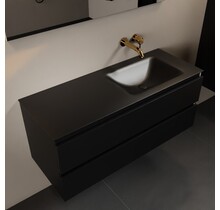 Mondiaz Badkamermeubel 120cm AIVY Mat Zwart met Wastafel Urban Zwart Rechts kraangat 0