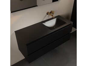 Mondiaz Badkamermeubel 120cm AIVY Mat Zwart met Wastafel Urban Zwart Rechts kraangat 0