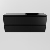 Mondiaz Badkamermeubel 120cm AIVY Mat Zwart met Wastafel Urban Zwart Rechts kraangat 0