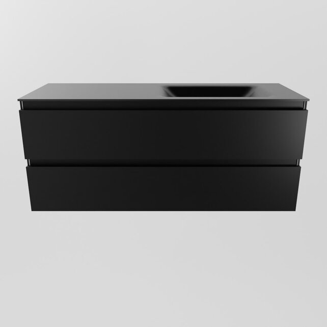 Mondiaz Badkamermeubel 120cm AIVY Mat Zwart met Wastafel Urban Zwart Rechts kraangat 0