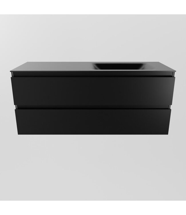 Mondiaz Badkamermeubel 120cm AIVY Mat Zwart met Wastafel Urban Zwart Rechts kraangat 0