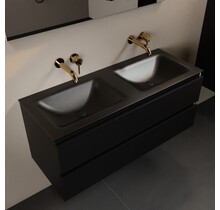 Mondiaz Badkamermeubel 120cm AIVY Mat Zwart met Wastafel Urban Zwart Dubbel wasbak kraangat 0