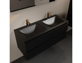 Mondiaz Badkamermeubel 120cm AIVY Mat Zwart met Wastafel Urban Zwart Dubbel wasbak kraangat 2