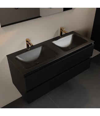 MONDIAZ Mondiaz Badkamermeubel 120cm AIVY Mat Zwart met Wastafel Urban Zwart Dubbel wasbak kraangat 2