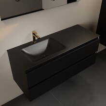 Mondiaz Badkamermeubel 120cm AIVY Mat Zwart met Wastafel Urban Zwart wasbak Links kraangat 1