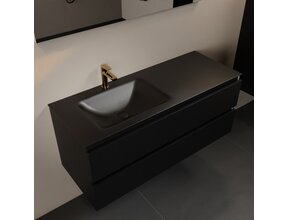 Mondiaz Badkamermeubel 120cm AIVY Mat Zwart met Wastafel Urban Zwart wasbak Links kraangat 1