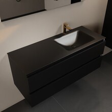 Mondiaz Badkamermeubel 120cm AIVY Mat Zwart met Wastafel Urban Zwart wasbak Rechts kraangat 1