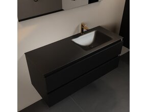 Mondiaz Badkamermeubel 120cm AIVY Mat Zwart met Wastafel Urban Zwart wasbak Rechts kraangat 1