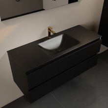 Mondiaz Badkamermeubel 120cm AIVY Mat Zwart met Wastafel Urban Zwart wasbak Midden kraangat 1