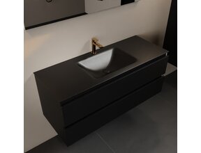 Mondiaz Badkamermeubel 120cm AIVY Mat Zwart met Wastafel Urban Zwart wasbak Midden kraangat 1
