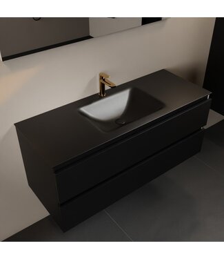 MONDIAZ Mondiaz Badkamermeubel 120cm AIVY Mat Zwart met Wastafel Urban Zwart wasbak Midden kraangat 1