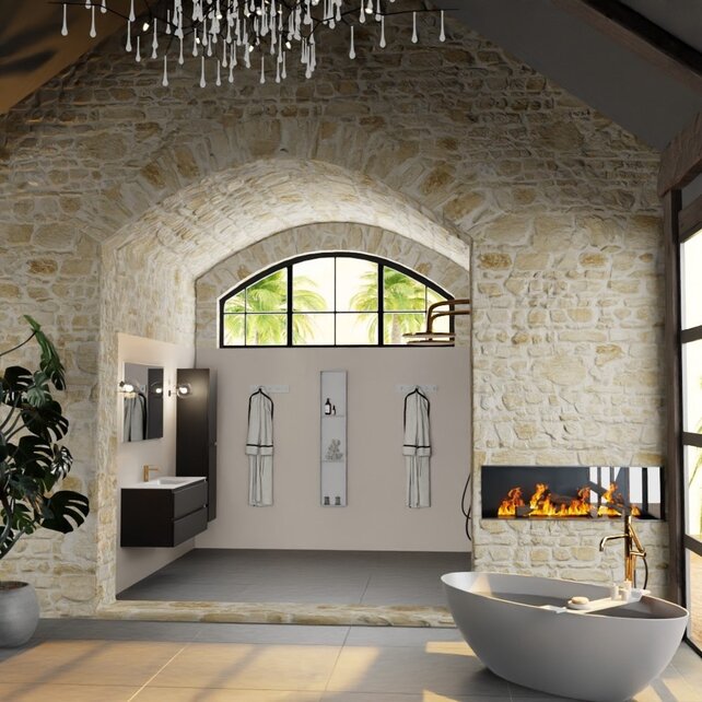 Mondiaz Badkamermeubel 120cm AIVY Mat Zwart met Wastafel Mat Wit wasbak Links kraangat 1