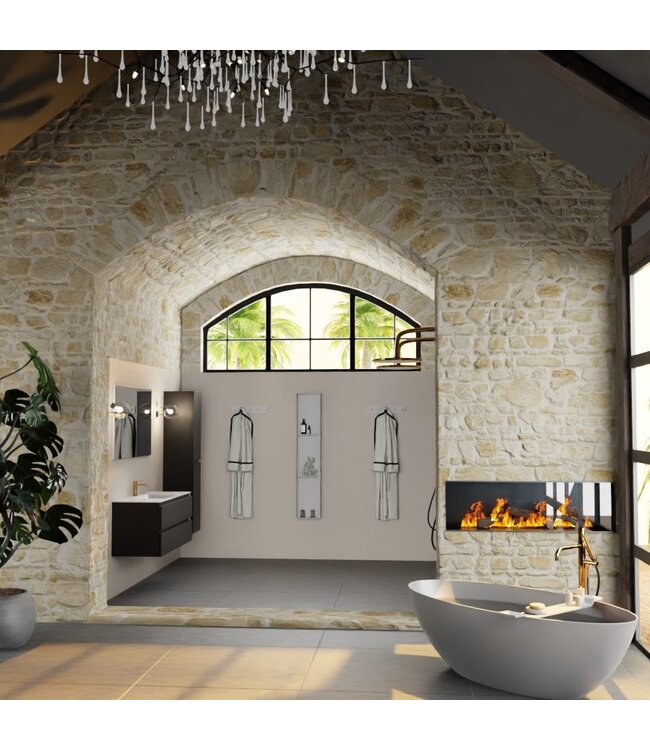 MONDIAZ Mondiaz Badkamermeubel 120cm AIVY Mat Zwart met Wastafel Mat Wit wasbak Links kraangat 1