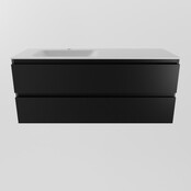 Mondiaz Badkamermeubel 120cm AIVY Mat Zwart met Wastafel Mat Wit wasbak Links kraangat 1