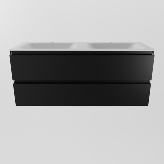 Mondiaz Badkamermeubel 120cm AIVY Mat Zwart met Wastafel Mat Wit Dubbel kraangat 2