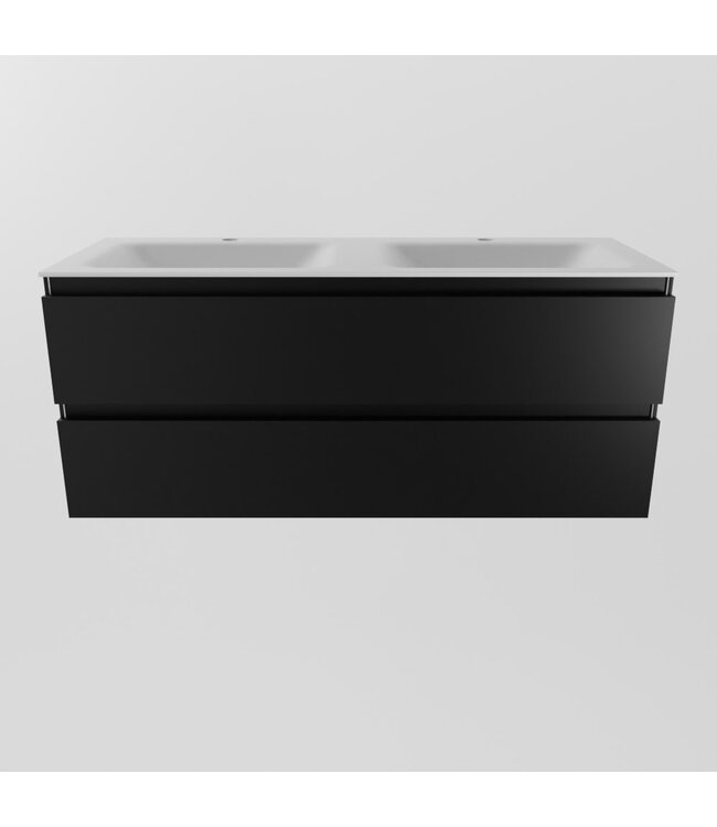 Mondiaz Badkamermeubel 120cm AIVY Mat Zwart met Wastafel Mat Wit Dubbel kraangat 2