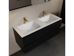 Mondiaz Badkamermeubel 120cm AIVY Mat Zwart met Wastafel Mat Wit Dubbel kraangat 2