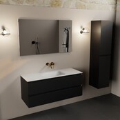 Mondiaz Badkamermeubel 120cm AIVY Mat Zwart met Wastafel Mat Wit wasbak Midden kraangat 0