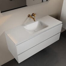 Mondiaz Badkamermeubel 120cm AIVY Talc Mat Wit met Wastafel wasbak Midden kraangat 0