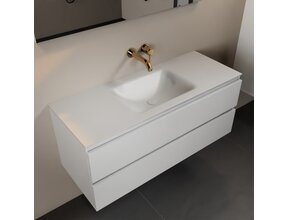Mondiaz Badkamermeubel 120cm AIVY Talc Mat Wit met Wastafel wasbak Midden kraangat 0