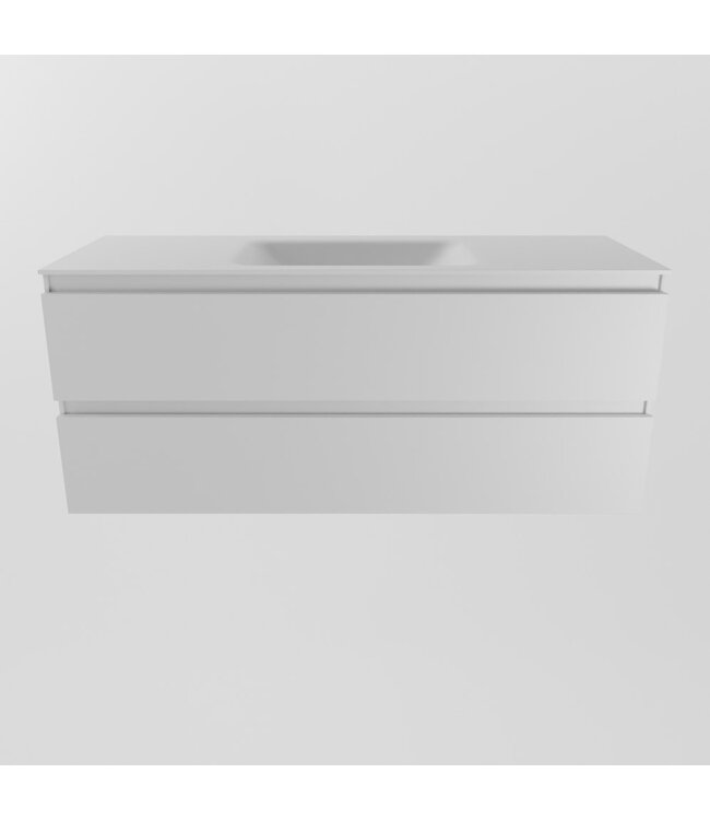 Mondiaz Badkamermeubel 120cm AIVY Talc Mat Wit met Wastafel wasbak Midden kraangat 0