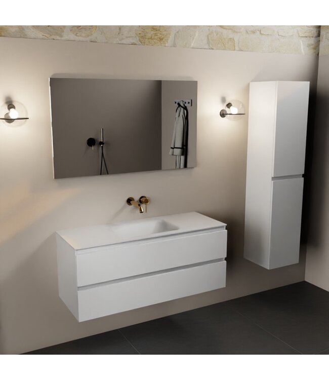 MONDIAZ Mondiaz Badkamermeubel 120cm AIVY Talc Mat Wit met Wastafel wasbak Midden kraangat 0