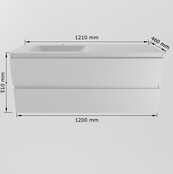 Mondiaz Badkamermeubel 120cm AIVY Talc met Wastafel Mat Wit wasbak Links kraangat 0