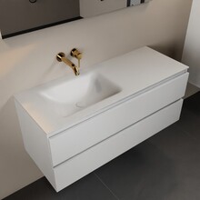 Mondiaz Badkamermeubel 120cm AIVY Talc met Wastafel Mat Wit wasbak Links kraangat 0