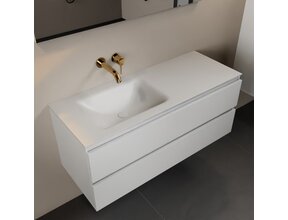 Mondiaz Badkamermeubel 120cm AIVY Talc met Wastafel Mat Wit wasbak Links kraangat 0