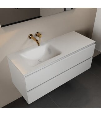 MONDIAZ Mondiaz Badkamermeubel 120cm AIVY Talc met Wastafel Mat Wit wasbak Links kraangat 0
