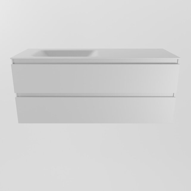 Mondiaz Badkamermeubel 120cm AIVY Talc met Wastafel Mat Wit wasbak Links kraangat 0