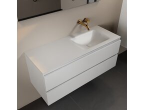 Mondiaz Badkamermeubel 120cm AIVY Talc met Wastafel Mat Wit wasbak Rechts kraangat 0