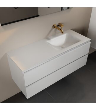 MONDIAZ Mondiaz Badkamermeubel 120cm AIVY Talc met Wastafel Mat Wit wasbak Rechts kraangat 0