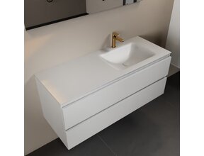 Mondiaz Badkamermeubel 120cm AIVY Talc met Wastafel Mat Wit wasbak Rechts kraangat 1