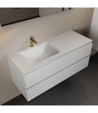 MONDIAZ Mondiaz Badkamermeubel 120cm AIVY Talc met Wastafel Mat Wit wasbak Links kraangat 1