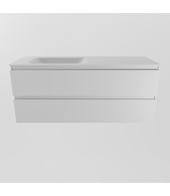 Mondiaz Badkamermeubel 120cm AIVY Talc met Wastafel Mat Wit wasbak Links kraangat 1