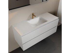 Mondiaz Badkamermeubel 120cm AIVY Talc Mat Wit met Wastafel wasbak Midden kraangat 1