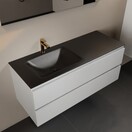 Mondiaz Badkamermeubel 120cm AIVY Talc met Mat Zwarte Wastafel wasbak Links kraangat 1