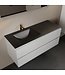 Mondiaz Badkamermeubel 120cm AIVY Talc met Mat Zwarte Wastafel wasbak Links kraangat 1