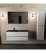 Mondiaz Badkamermeubel 120cm AIVY Talc met Mat Zwarte Wastafel wasbak Links kraangat 1