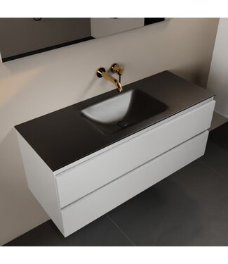 MONDIAZ Mondiaz Badkamermeubel 120cm AIVY Talc met Mat Zwart Wastafel wasbak Midden kraangat 0