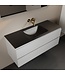 Mondiaz Badkamermeubel 120cm AIVY Talc met Mat Zwart Wastafel wasbak Midden kraangat 0