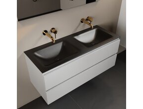Mondiaz Badkamermeubel 120cm AIVY Talc met Wastafel Mat Zwart Dubbel kraangat 0