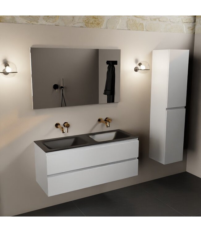 Mondiaz Badkamermeubel 120cm AIVY Talc met Wastafel Mat Zwart Dubbel kraangat 0