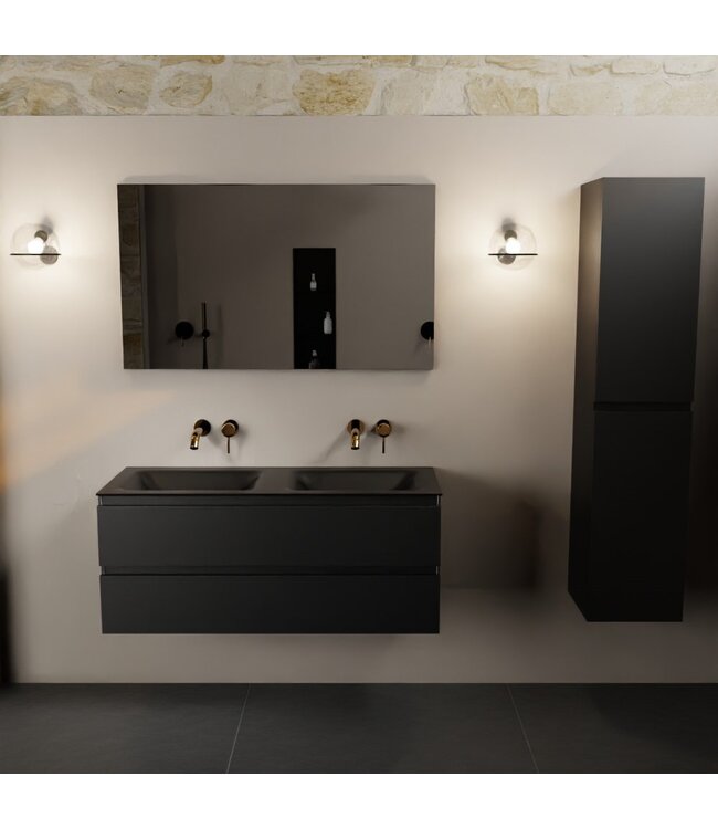 Mondiaz Badkamermeubel 120cm AIVY Talc met Wastafel Mat Zwart Dubbel kraangat 0