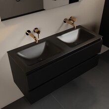 Mondiaz Badkamermeubel 120cm AIVY Talc met Wastafel Mat Zwart Dubbel kraangat 0