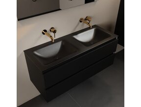 Mondiaz Badkamermeubel 120cm AIVY Talc met Wastafel Mat Zwart Dubbel kraangat 0