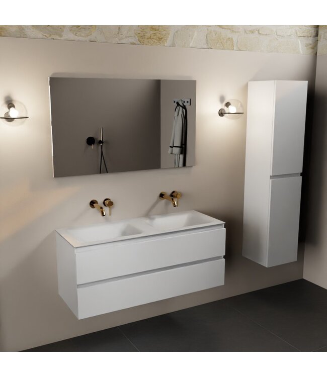 MONDIAZ Mondiaz Badkamermeubel 120cm AIVY Talc met Wastafel Mat Wit Dubbel kraangat 0