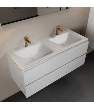 MONDIAZ Mondiaz Badkamermeubel 120cm AIVY Talc met Wastafel Mat Wit Dubbel kraangat 2