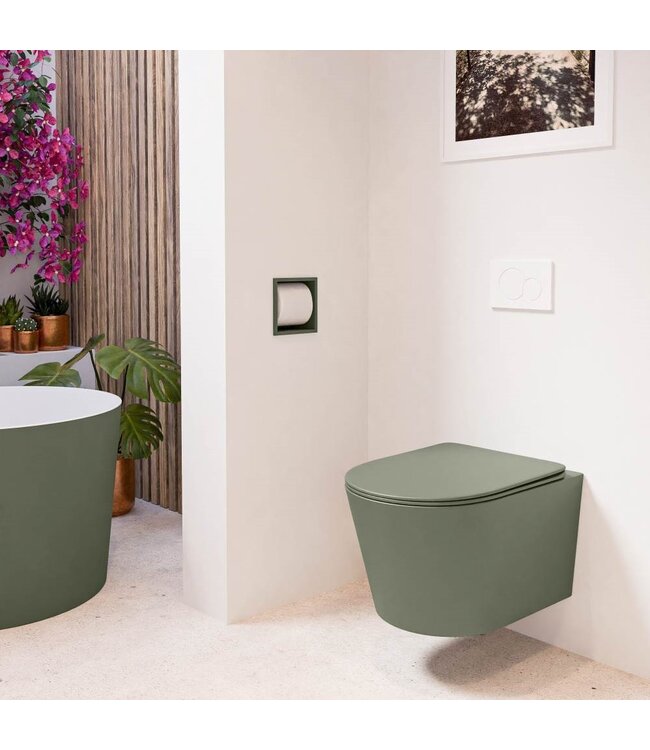Hangend toilet Randloos LAVIE ARMY Legergroen excl. Wc bril